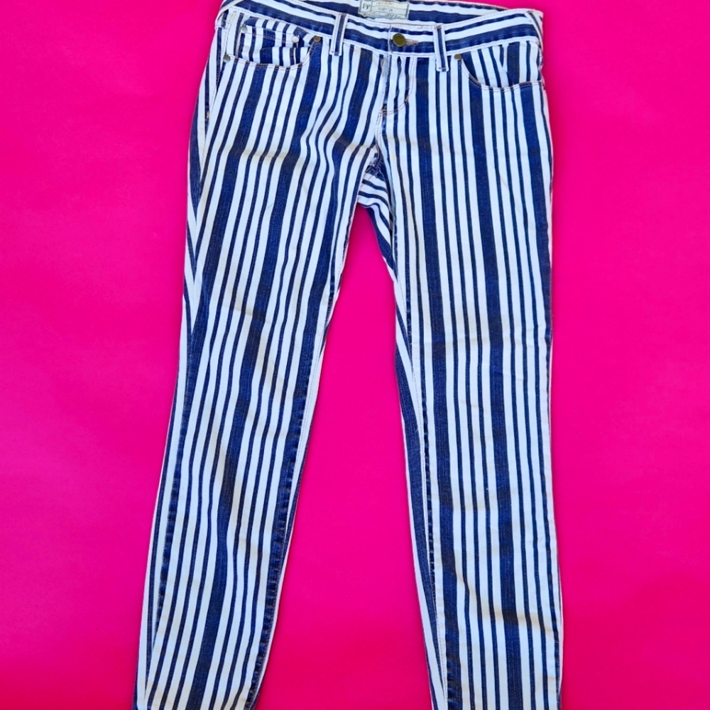 Free People Low Rise Striped Jeans